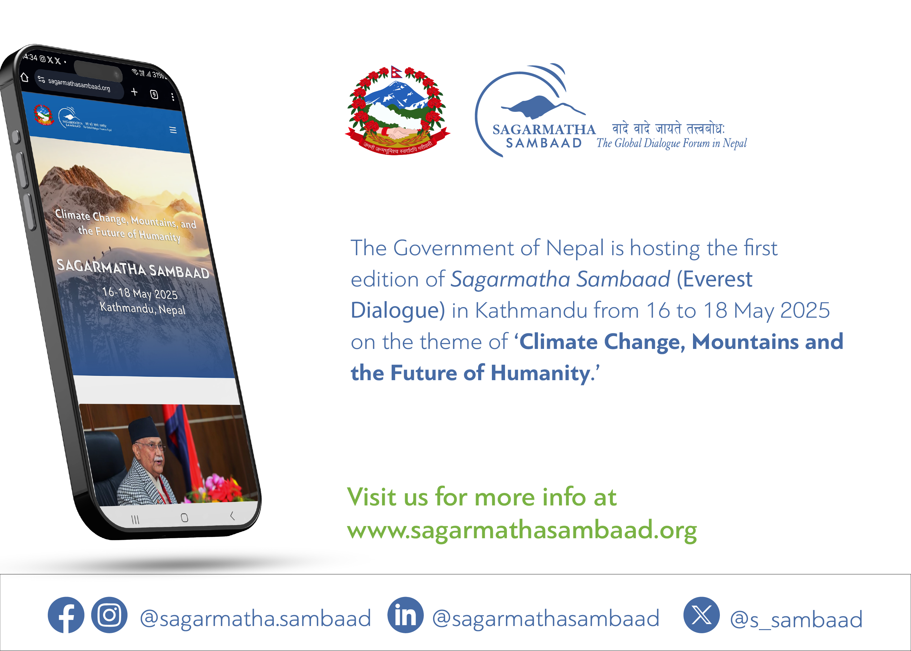 Sagarmatha Sambaad (Everest Dialogue) in Kathmandu from 16 to 18 May 2025